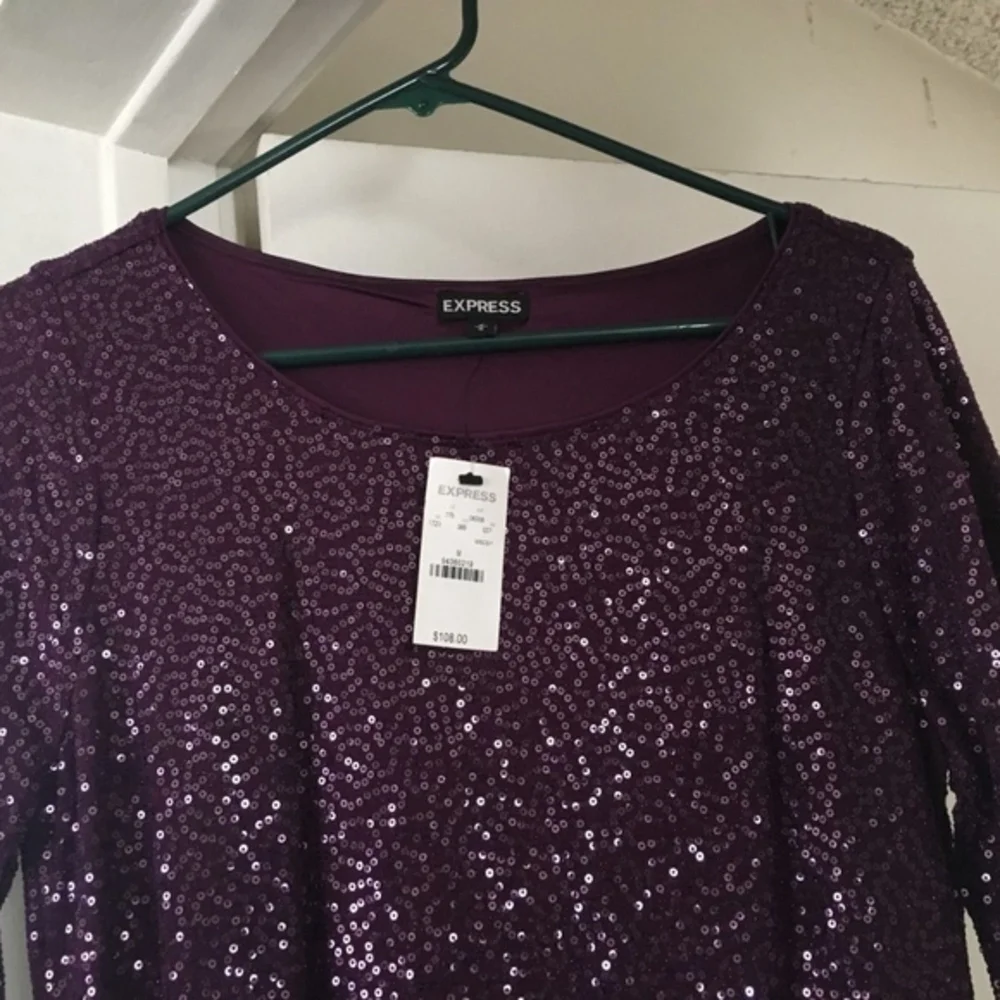 BRAND NEW NWT Express Purple Sequin Women's Dress - Picture 2 of 6